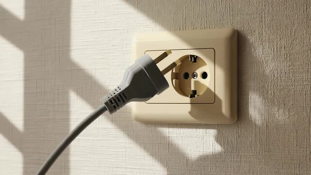 Modern Electrical Socket with Plug Connected, Close-Up Interior Detail Showing Power and Connectivity.