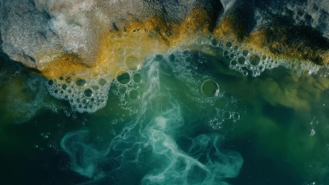 Chemical Weathering 4K Macro of Acid Dissolving Natural Rock Surface