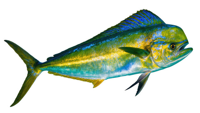 Close-up vibrant and colorful Mahi-Mahi Dorado fish, a popular tropical sportfish