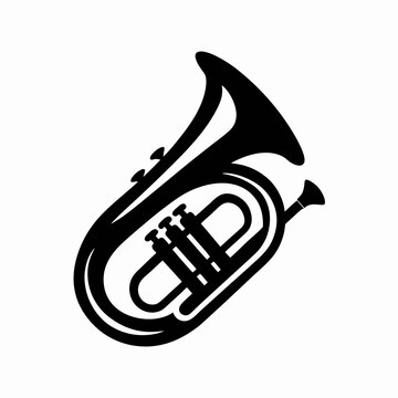 baritone horn musical instrument icon silhouette illustration for brass band orchestral music design
