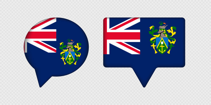 Flag of Pitcairn Islands in speech bubble.