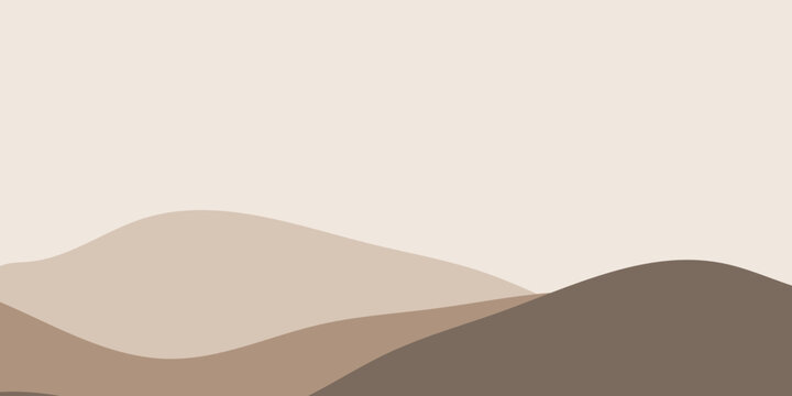 Abstract Minimalist Landscape with Earthy Tones and Wavy Hills.
