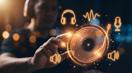 Fototapeta premium Futuristic Holographic Music Studio Controller