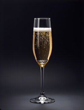 Ein k&ouml;stliches Glas Champagner vor einem schwarzen Hintergrund.