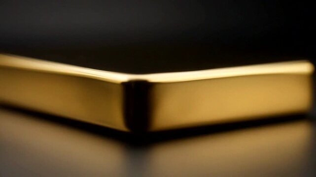 Closeup of a shiny gold object highlighting its elegant design and luxurious texture.
