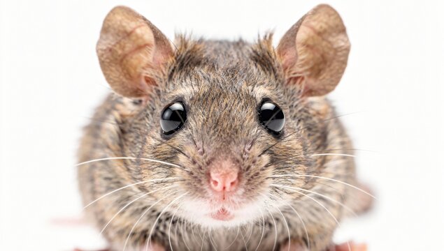 Realistic Mouse Close-Up with Whiskers Studio Isolated Animal Portrait