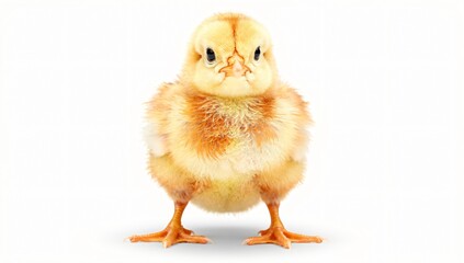 Obraz premium Adorable Little Chick Standing on Clean White Background