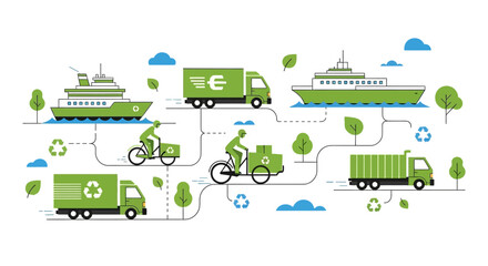 Fototapeta premium Eco-friendly Logistics and Transportation Network: Green Delivery Concept