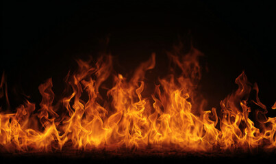 Fire glow abstract background. Embers drift across darkness. Warm tones dominate dynamic composition.  © Freesstock