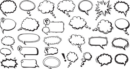 Fototapeta premium Speech bubble set blank comic balloon empty dialogue cloud cartoon shape vector illustration creative design isolated on red background 