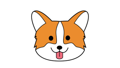 Fototapeta premium A cute corgi dog face illustration with a happy expression