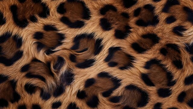 Classic leopard spot pattern and organic animal fur texture. Safari theme for textile and wallpaper design. Close up of soft feline skin with realistic hair details