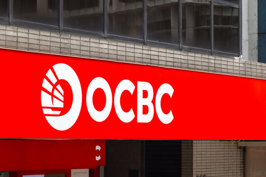 Singapore - 26 December, 2025: Close-up of OCBC bank logo on facade building. Oversea-Chinese Banking Corporation Limited is a Singaporean multinational banking and financial services corporation