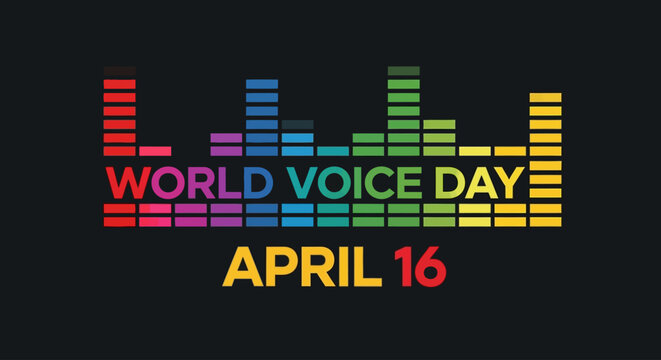 World Voice Day colorful sound wave equalizer graphic isolated on transparent background