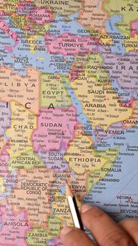 Uganda on World Map &ndash; Vertical East Africa Geography Concept