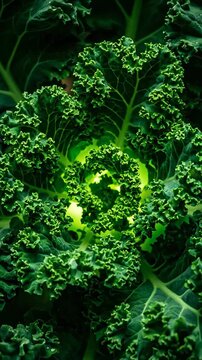 Fresh green kale leaves macro texture background