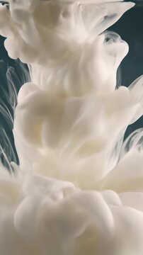 White ink cloud swirling in water abstract macro