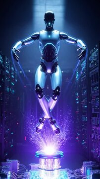 generated animation. Mystical cyber Ascension