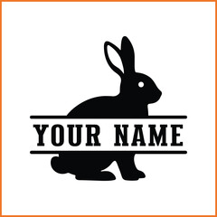 Fototapeta premium Split Rabbit Monogram Frame with Cute Bunnies for Personalized Easter Design