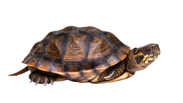 Elegant box turtle showcasing its intricate shell patterns and vibrant markings in profile
