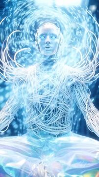 generated animation. Mystical cyber Ascension