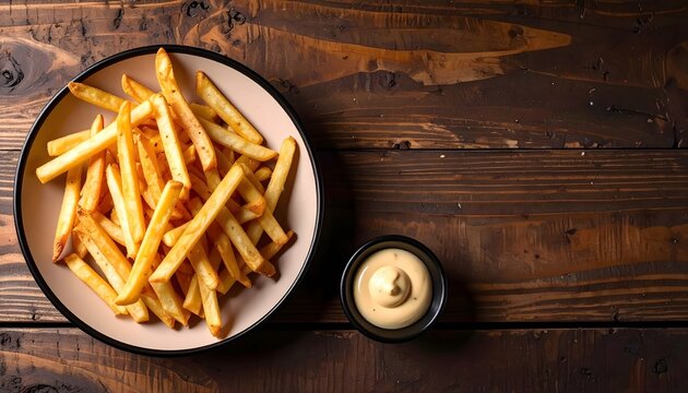 K&ouml;stliche Pomme mit Tr&uuml;ffelmayonnaise und Textfreiraum.