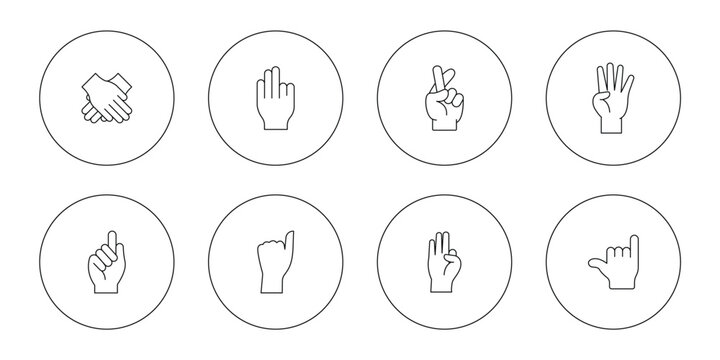 Hand Gesture Icon Set &ndash; Finger Signs, Touch, Click and Human Hand Symbol Vector Icon Collection