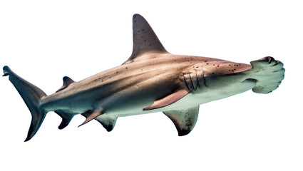 Fototapeta premium Magnificent hammerhead shark swimming, showcasing its unique and powerful head structure