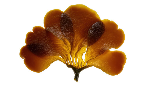 Golden brown seaweed fronds displaying beautiful intricate patterns and natural texture