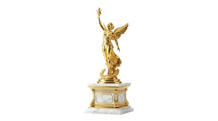 Fototapeta premium Elegant Golden Victory Statue Holding a Star on a Marble Pedestal