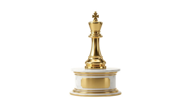 Exquisite golden chess king trophy displayed on a pedestal symbolizing victory and leadership