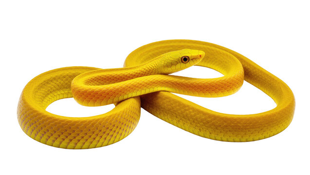 Vibrant yellow snake with intricate coiled body pattern and striking golden scales