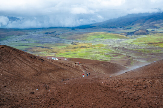 Cotopaxi Volcano Hiking Trail. Mountain Landscape with Volcanic Gravel from Above.