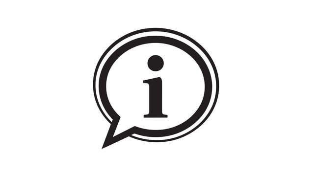 Information icon with the letter i inside a circular speech bubble symbol representing data and knowledge communication