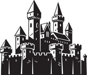 Obraz premium Black and white castle vector illustration
