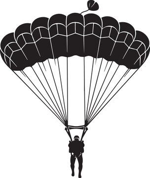 Vector silhouette of parachuter with open parachute