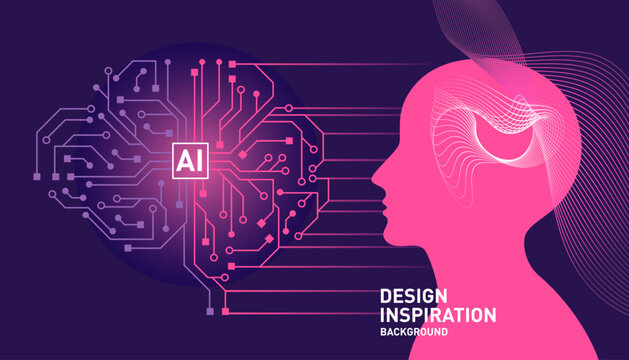 Vector illustration on the Theme of Artificial Intelligence Technology Using , Human Brain, The process of thinking 