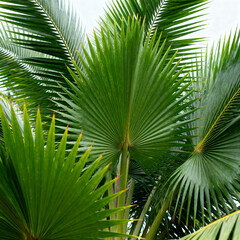 Obraz premium Green palm leaves tropical plant natural background texture