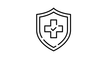 Fototapeta premium Health Insurance Shield Icon with Check Mark, Medical Protection Symbol