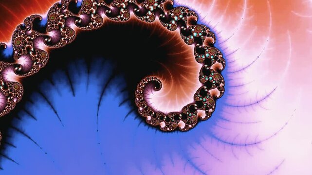 Psychedelic fractal imagery showcases mesmerizing spiral patterns and vibrant color gradients in a continuous zoom through self similar mathematical structures and infinite geometric complexity