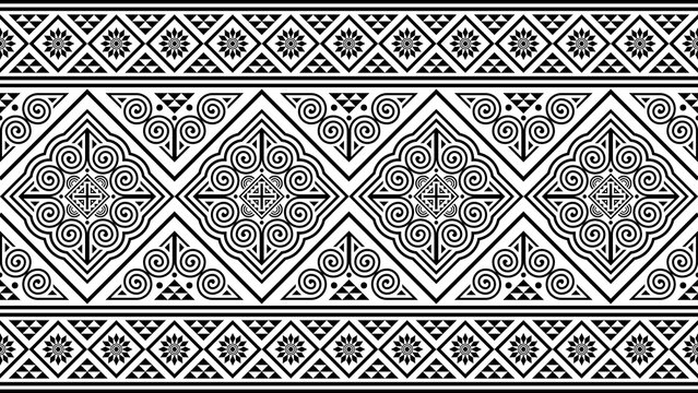 Hmong tribal design patterns feature unique black designs, suitable for use in clothing, blankets, and wallpaper.