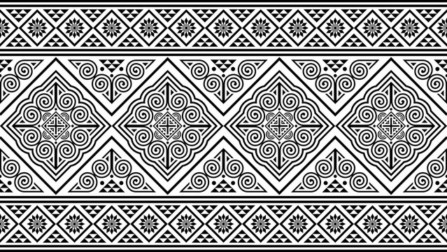Hmong tribal design patterns feature unique black designs, suitable for use in clothing, blankets, and wallpaper.