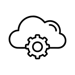 Obraz premium Cloud icon with gear symbol inside for cloud computing services and process optimization