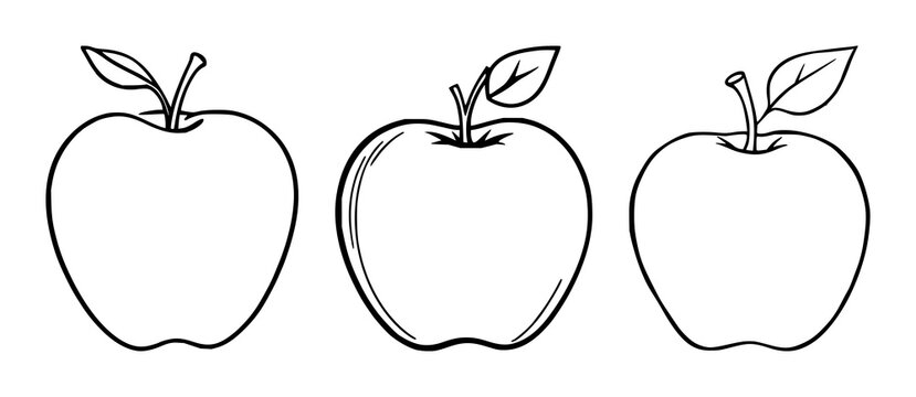 Apple fruit healthy icon set with minimalist line art and flat colors featuring apple, fruit, icon with line art and flat colors