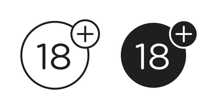 18 Plus icon. Simple outline style for web and app. Vector icon