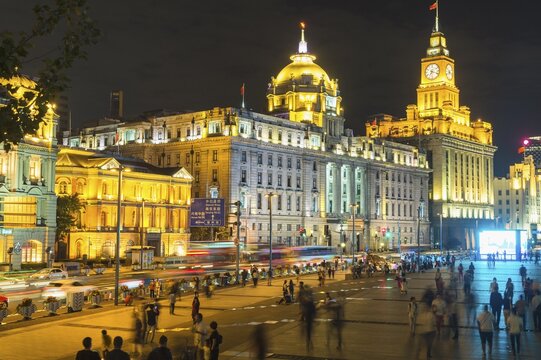 Waterfront The Bund at night, Shanghai, China