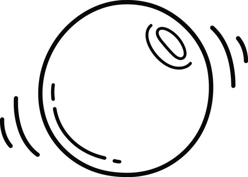Simple black outline vector illustration of bouncing ball icon for kids and sports design