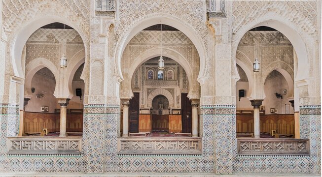 Madrasa Bou Inania, madrasas, Arabic ornaments, Fes, Morocco