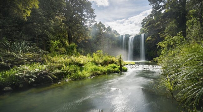 Whangarei Waterfall, temperate rainforest, Whangarei, Northland, North Island, New Zealand