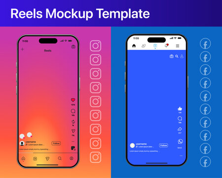 Reels Mockup Template Instagram, Facebook.